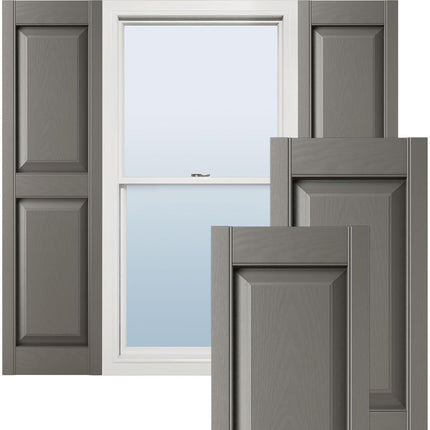 Ekena Millwork Lifetime Vinyl LP2S12X03100TG Standard Two Equal Panel Vinyls, Raised Panel Vinyl Shutters, w/Installation Shutter-Lok's & Matching Screws (Per Pair), 12"W x 31"H, Tuxedo Grey