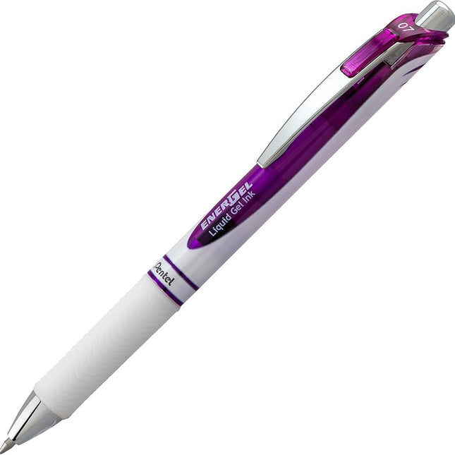 Pentel Energel Pearl Medium Point, 0.7mm Pens - Retractable, Metal Tip Pens in Assorted Colors, Pack of 12