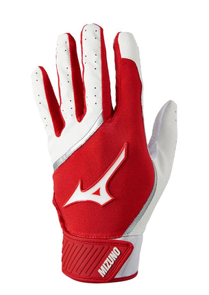 Mizuno MVP Youth Baseball Batting Glove, White-Red