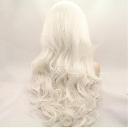 Heat resistant synthetic lace front wig light blonde nature wave Platinum Blonde Glueless Long Natural Straight Half Hand Tied Replacement Full Wig For Women Heat resistant Friendly