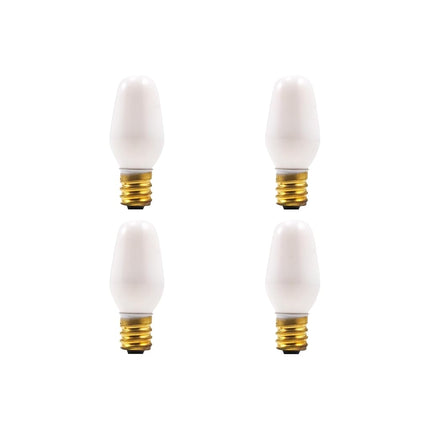 Sylvania Home Lighting 13544 Incandescent Light Bulb C7-7W, White Finish, Candelabra Base, 4 Pack