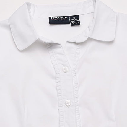 Nautica Girls' Short Sleeve Blouse, White, 16