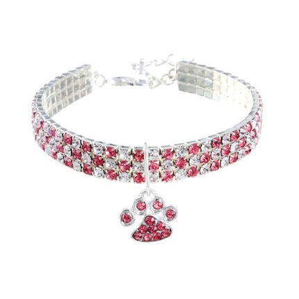 RayMinsino Pet Collar with Diamonds, Adjustable Cr