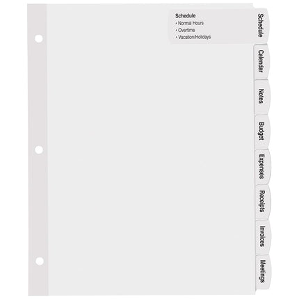 Avery Big Tab Printable Large White Label Dividers with Easy Peel, 8 Tabs, 20 Sets (14441)