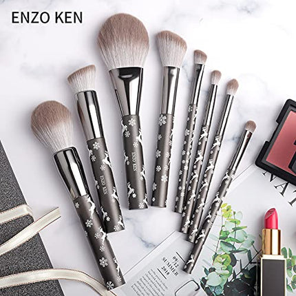 ENZO KEN Natural Goat Hair Makeup Brush Set Professional, Snowflake Cosmetic Brushes Makeup Set, Natural Makeup Brushes, Natural Bristle Makeup Brushes, Natural Hair Makeup Brushes Set Professional.