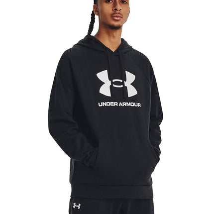Sudadera con Capucha con Logo de Forro Polar Rival para Hombre de Under Armour, (001) Negro / / Blanco, 4XG Grande