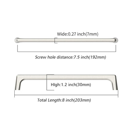 Asidrama 10 Pack 7.5 Inch(192mm) Brushed Satin Nickel Cabinet Pulls Cabinet Handles Cupboard Handles Kitchen Cabinet Hardware for Cupboard Drawer Pulls