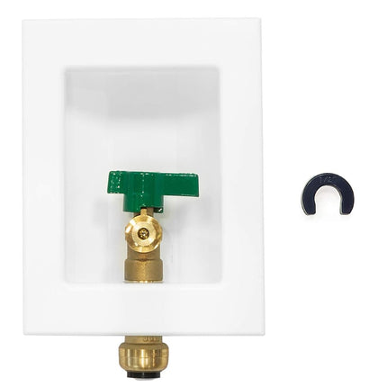 Boîtier de sortie de machine à glaçons pré-assemblé EFIELD à raccords instantanés, connexion à raccords instantanés de 1/2 pouce avec vanne à boisseau sphérique quart de tour installée, blanc (IM005)