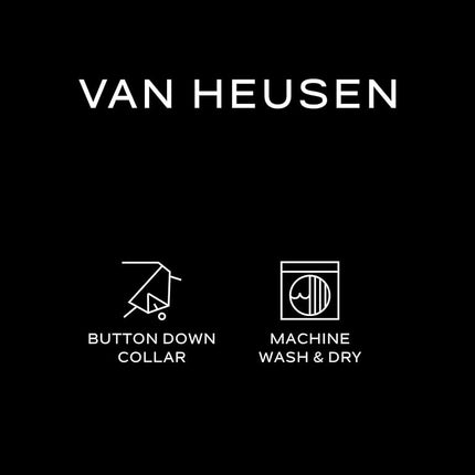 Van Heusen Men's Regular Fit Gingham Button Down Collar Dress Shirt, Black, S