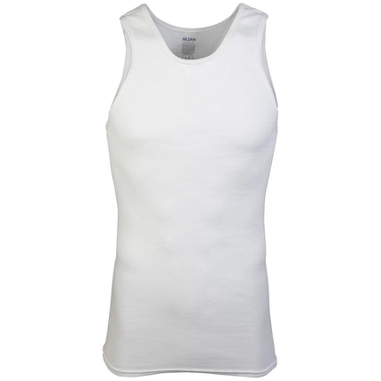 Gildan Men's A-Shirt Tanks, Multipack, Style G1104 Undershirt, White (Pack of 6), M