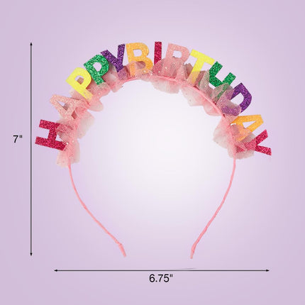 Scunci by Conair Birthday headband- Birthday girl head band- Birthday gifts for women or girls - Bright colors w/tulle - 1 Count