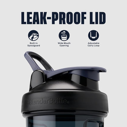 Vaso mezclador de proteínas Blender Bottle Pro24 Tritan, batidora de dieta, botella de agua con bola mezcladora de 500 ml - negro