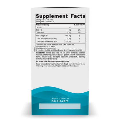 Nordic Naturals Omega-3 Formula Softgels, Lemon, 60 ct