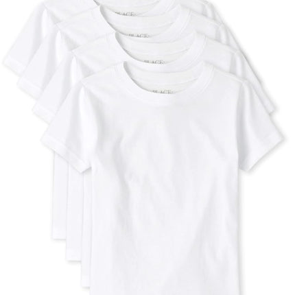 Camiseta interior de manga corta para niño The Children's Place, blanca, paquete de 4, pequeña