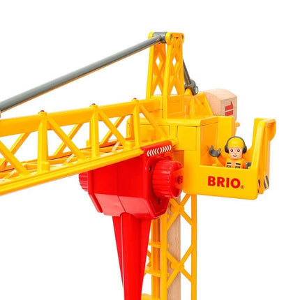 BRIO World Light Up Construction Crane for Kids Age 3 Years Up - Wooden Railway Train Accessories and Add Ons