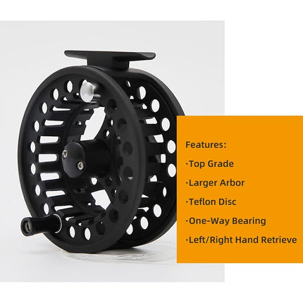AnglerDream 1 2 3 4 5 6 7 8WT Fly Reel with Line Combo Large Arbor Aluminum Fly Fishing Reels (Black reel with Sky Blue Fly Line, 7/8WT Reel&Line)