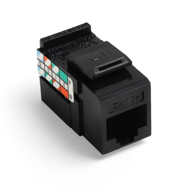 Leviton GigaMax 5E QuickPort Connector, Cat 5E, Black, 1 Pack, 5G108-RE5