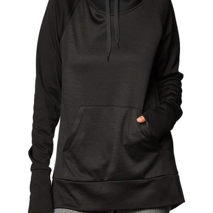 Hanes Women's Sport Performance Fleece Pullover Hoodie, Black Solid/Black Heather, S