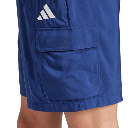adidas Originals Men's Essentials Small Logo Cargo Chelsea Shorts, Dark Blue/White, Large