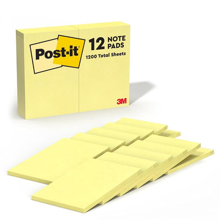 Post-it Notes 659YW Original Pads in Canary Yellow, 4 x 6, 100-Sheet (Pack of 12)