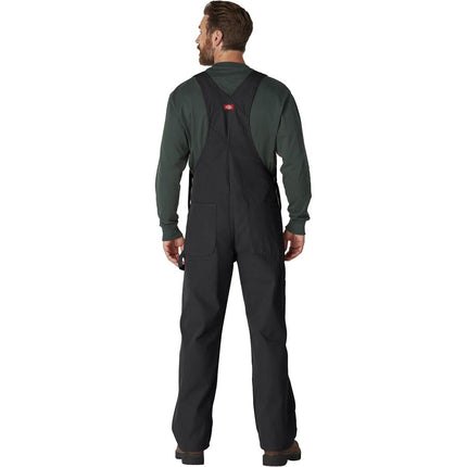 Dickies Mens Bib Overalls, Rinsed Black, 50W x 32L US