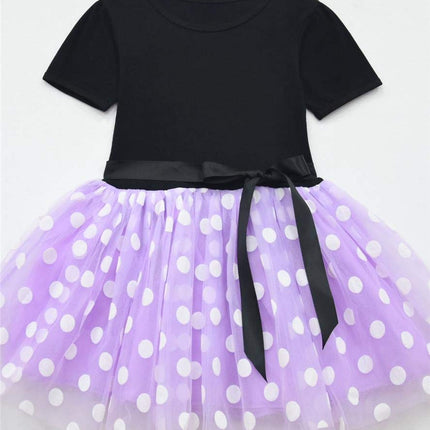 Dressy Daisy Baby Girl Polka Dots Fancy Dress Up Birthday Party Costume with Mouse Ears Headband Size 1, Purple