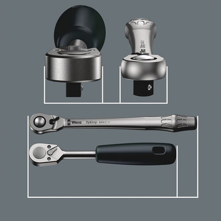 Wera 8004 B Zyklop Metal Ratchet with Switch Lever and 3/8-Inch Drive, 3/8 Zoll x 222.0 mm, Multi-Colour