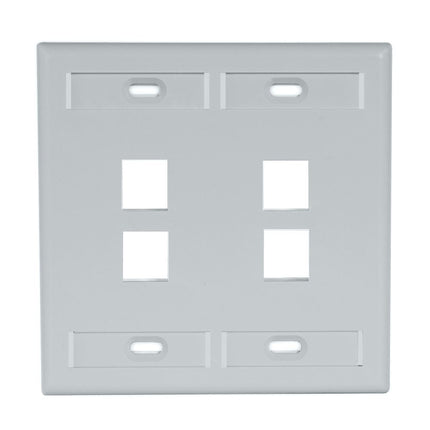 Leviton 42080-4GP Dual Gang QuickPort Wallplate with Id Windows, Grey, 4-Port