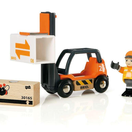 BRIO World Forklift Toy Vehicle for Kids Age 3 Years Up - Wooden Railway Add Ons & Accessories