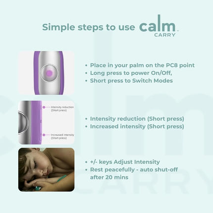 Glowco CalmCarry Sleep Aid Device – Handheld Microcurrent Relaxation Tool, Supports Calm, Focus & Gentle Relief, USB Rechargeable, Portable Wellness Device for Adults & Kids | Purple Calm Carry