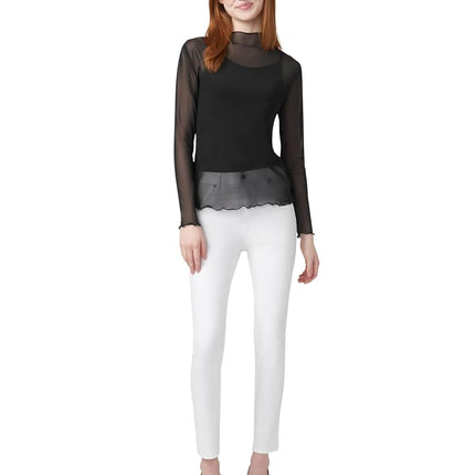 HUE Women's Ultra Soft High Waist Denim Leggings Pants, White, XS