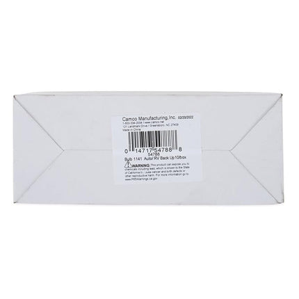 Camco 54788 Bombilla de repuesto para luces de marcha atrás de automóviles/vehículos recreativos 1141 - Caja de 10