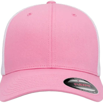 Gorra Trucker de malla Flexfit para hombre, Rosa/Blanco, XL-XXL