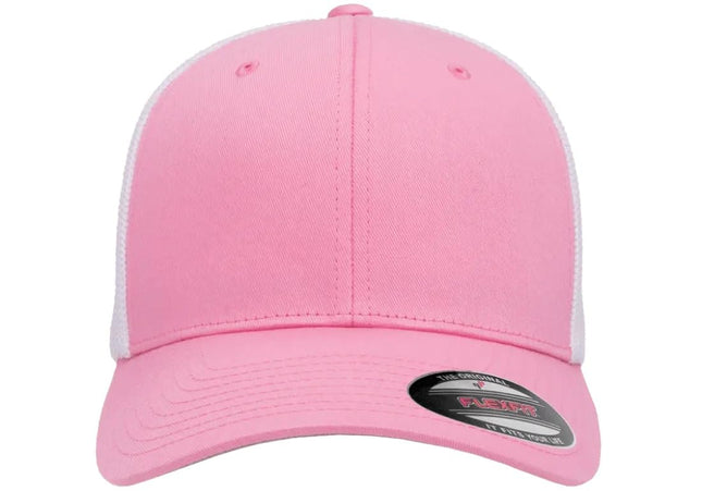 Gorra Trucker de malla Flexfit para hombre, Rosa/Blanco, XL-XXL