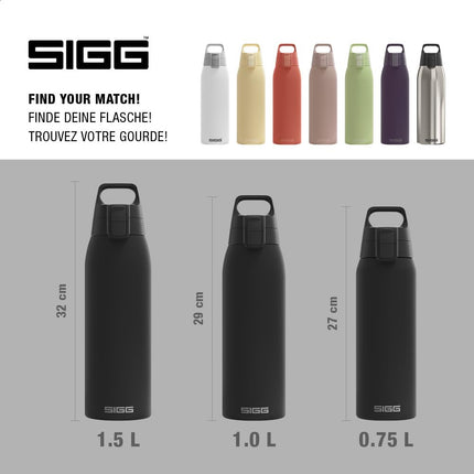 SIGG - Insulated Water Bottle - Shield Therm One Black - Suitable for Carbonated Beverages - Leakproof - Dishwasher Safe - BPA Free - 90% Recycled Stainless Steel - Black - 1L