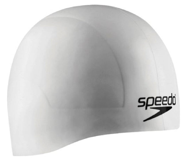 Speedo Silicone Aqua V Swim Cap, White, Large