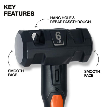 Klein Tools H80626EP 6-Pound Sledgehammer with Fiberglass Handle, Small Sledgehammer, Demolition Tools, Heavy-Duty Hammer for Construction