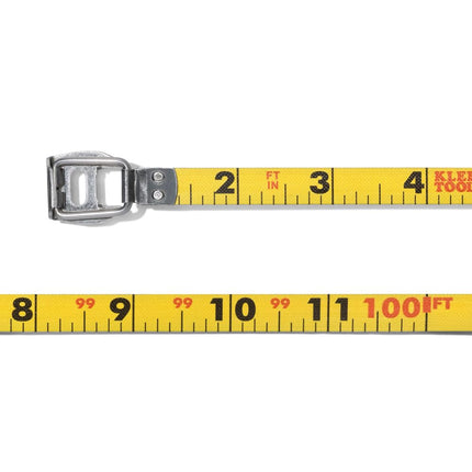 Klein Tools 94100CR Closed Reel Long Tape Measure, 100-Foot Nylon Coated Blade, with Belt Clip and Lanyard Hole