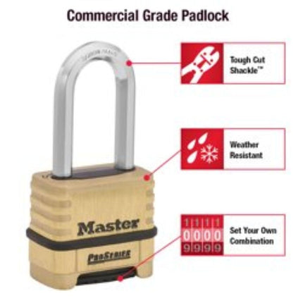 Master Lock ProSeries Set Your Own Combination Lock, 2-1/4" Wide, Brass, 1175LHSS