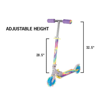 OzBozz TIE DYE SCOOTER WITH FLASHING WHEELS, rainbow