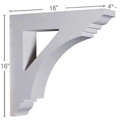 Ekena BKT16X16X04IM 4" W D x 16" H Imperial Bracket, Primed