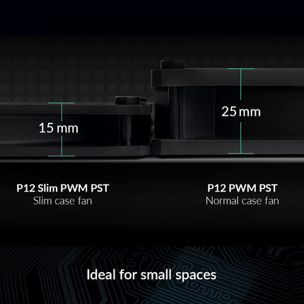 ARCTIC P12 Slim PWM PST - PC Fan, 120mm Fan, PC Case Fan with PWM Sharing Technology (PST), Pressure-optimised, Quiet motor, Computer, Extra slim, 300-2100 rpm - Black