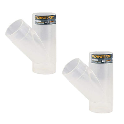 POWERTEC Conector de manguera de 2-1/2 pulgadas transparente en Y para recolección de polvo, paquete de 2 (70228-P2), transparente, 2.5 pulgadas