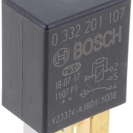 Bosch 0332201107 Micro Relay 12V 30A, IP5K4, Operating Temperature from -40 Degree to 100 Degree C, 5 Pin Relay