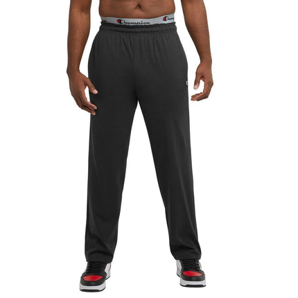Champion Men's Open Bottom Light Weight Jersey Sweatpant Workout and Training Pants, Black, M UK