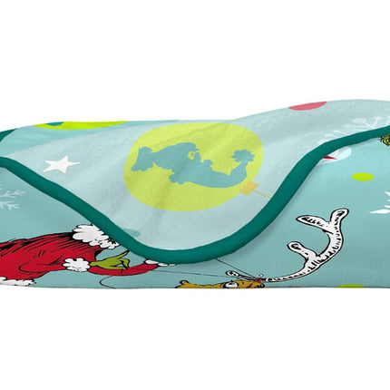 Franco Collectibles The Grinch by Dr. Seuss Holiday Christmas Super Soft Cozy Plush Throw, 40 in x 50 in, (Officially Licensed Product)