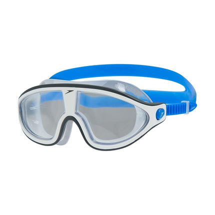 Speedo Unisex-Adult Biofuse Rift Mask Swimming Goggles | Open Water Swim Mask | Anti-fog | Anti-leak Goggles, Bondi Blue/White/Clear, One Size