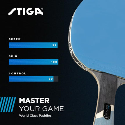 STIGA Pro Carbon Performance Ping Pong Paddle | 7-ply Extra Light Carbon Fiber Blade | 2mm Premium Sponge | Concave Pro Handle for Exceptional Grip