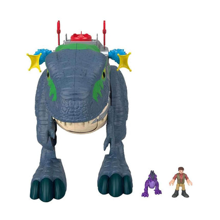 Fisher-Price Imaginext Jurassic World Rebirth Dinosaur Playset, Ultimate Action Chomp T. rex 18-inch Dino Toy with Lights, Sounds, Motion & 2 3-inch Action Figures, JGR40