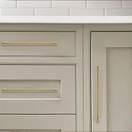 khtumeware 10 Pack Brushed Brass Cabinet Pulls 3-3/4 Inch(96mm) Hole Centers Satin Gold Cabinet Pulls Kitchen Cabinet Hardware for Cupboard Drawer Handles Dresser Pulls